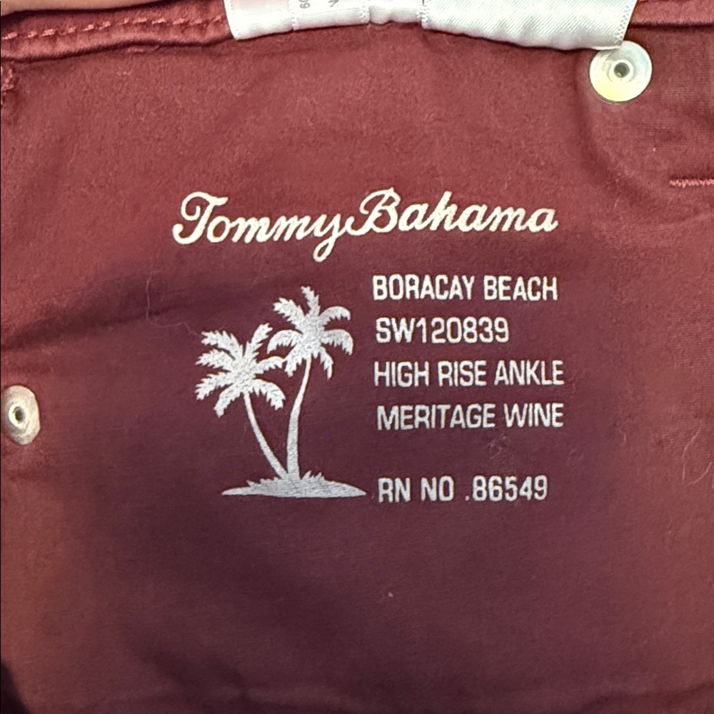 Tommy Bahama Sz 12/28 Burgundy Pants stretch - Picture 4 of 6